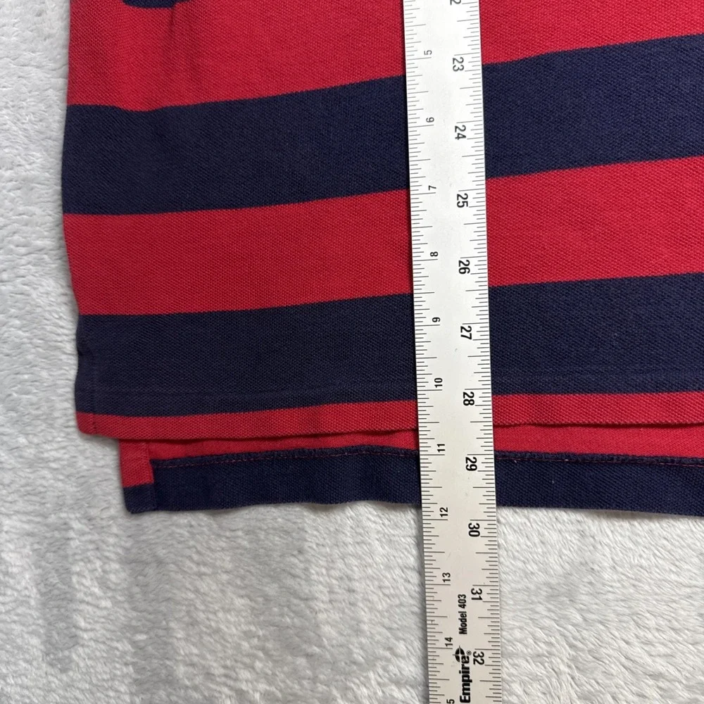 Vintage Polo Ralph Lauren Polo Shirt Men L Blue Red Striped Distressed